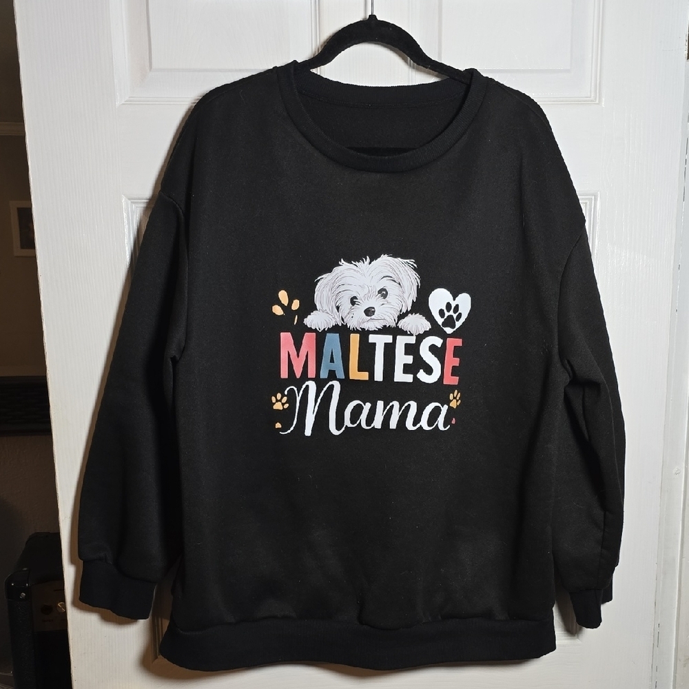 Black Maltese Mama Sweatshirt - Maltese Dog Image
